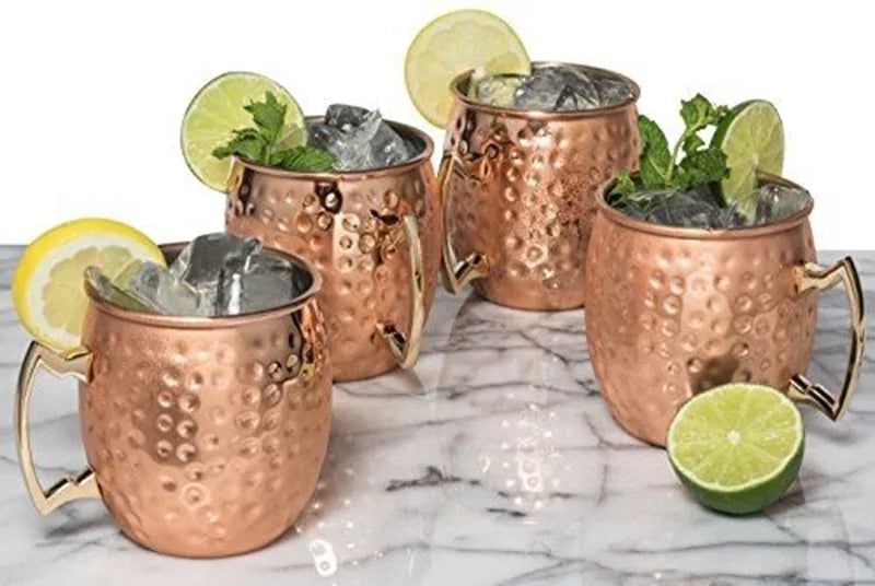 Set von Kupferbechern für Kalte Getränke – Gehämmertes Design für Cocktails und Erfrischungsgetränke 5