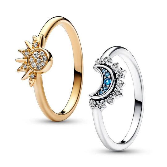 Silberring mit Mond- und Sonnendesign 3