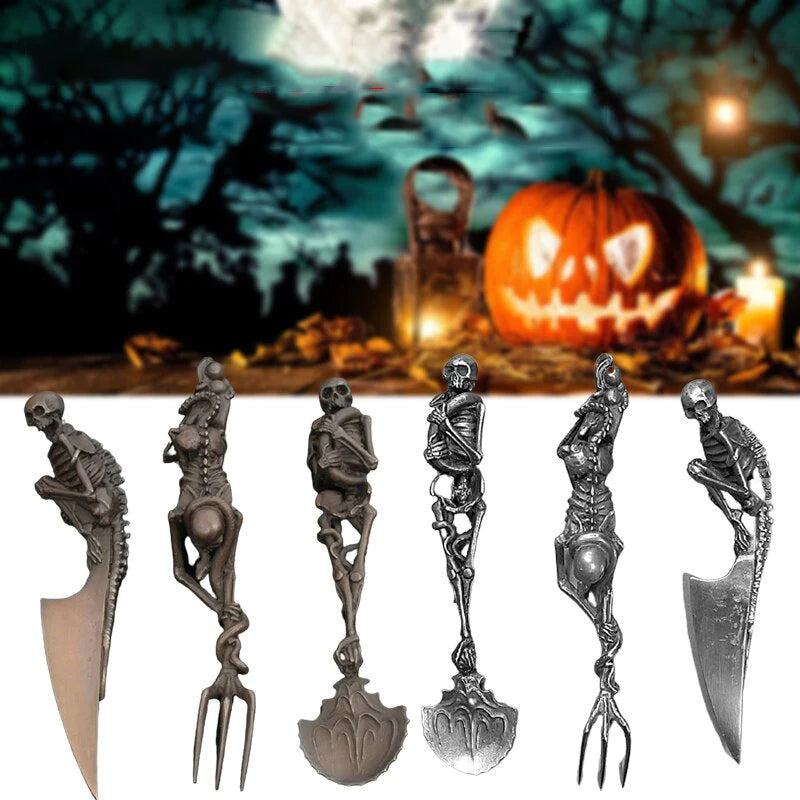 Skelett Besteckset für Halloween und Besondere Anlässe – 3-teiliges Besteck Set 1