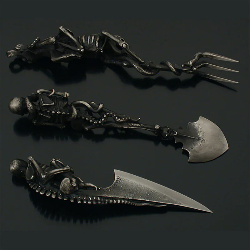 Skelett Besteckset für Halloween und Besondere Anlässe – 3-teiliges Besteck Set 5