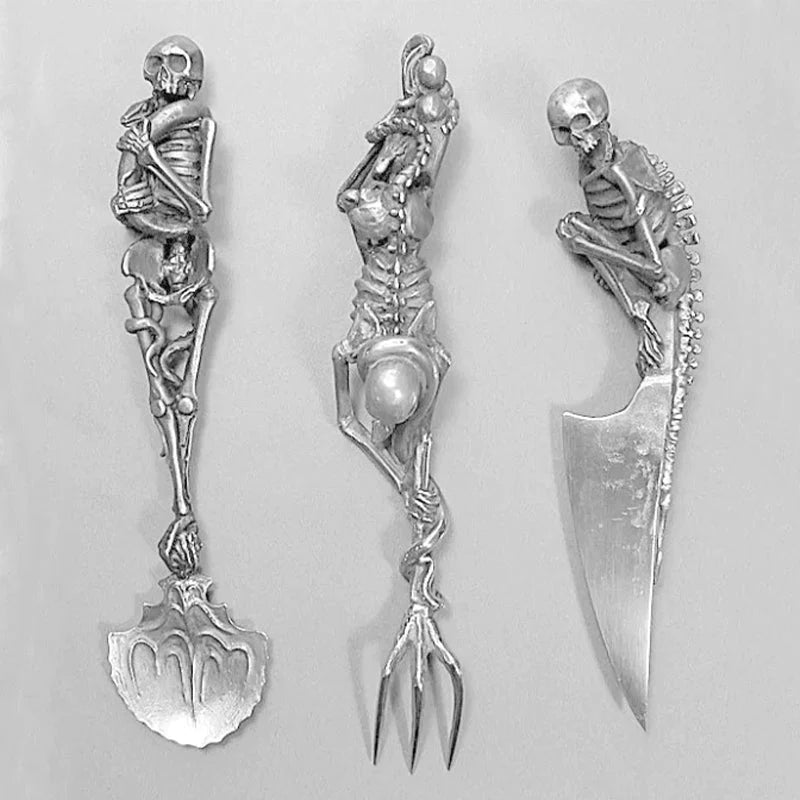 Skelett Besteckset für Halloween und Besondere Anlässe – 3-teiliges Besteck Set 6