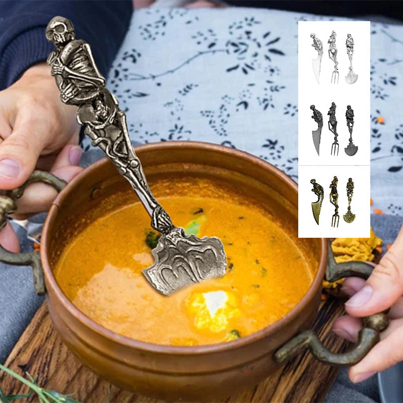 Skelett Besteckset für Halloween und Besondere Anlässe – 3-teiliges Besteck Set 8