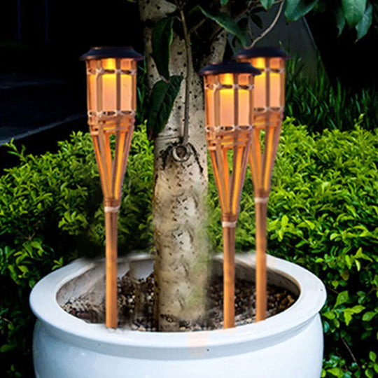 Solar Gartenfackeln im Bambus-Design 0
