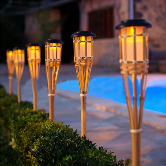 Solar Gartenfackeln im Bambus-Design 2