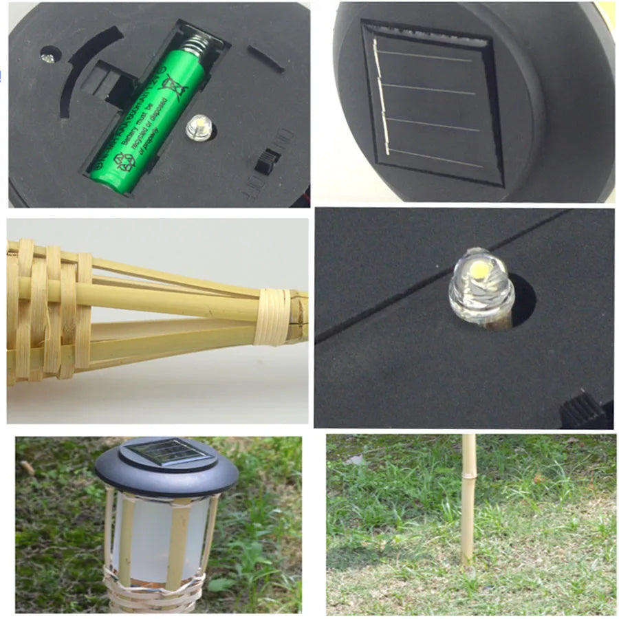 Solar Gartenfackeln im Bambus-Design 4