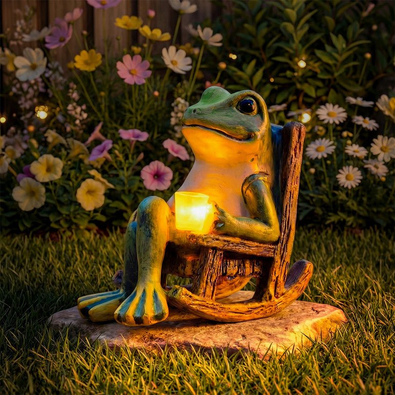 Solar Gartenfigur Frosch mit Automatischer Beleuchtung 0