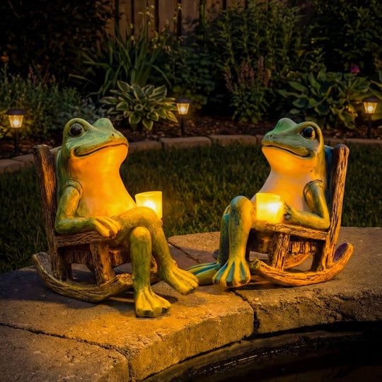 Solar Gartenfigur Frosch mit Automatischer Beleuchtung 1