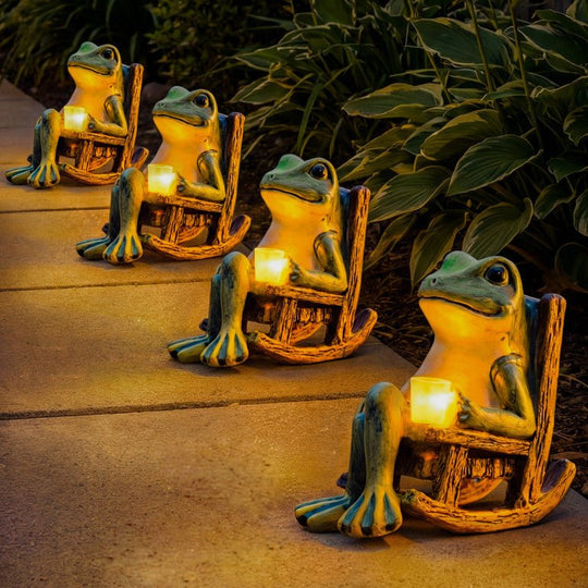 Solar Gartenfigur Frosch mit Automatischer Beleuchtung 2