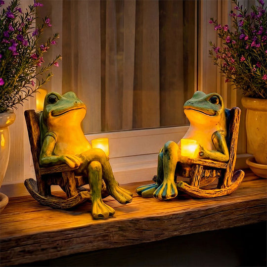 Solar Gartenfigur Frosch mit Automatischer Beleuchtung 3