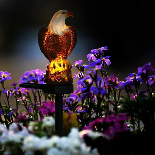 Solar Gartenleuchte Uhu Statue mit LED Licht für Außenbereich 3