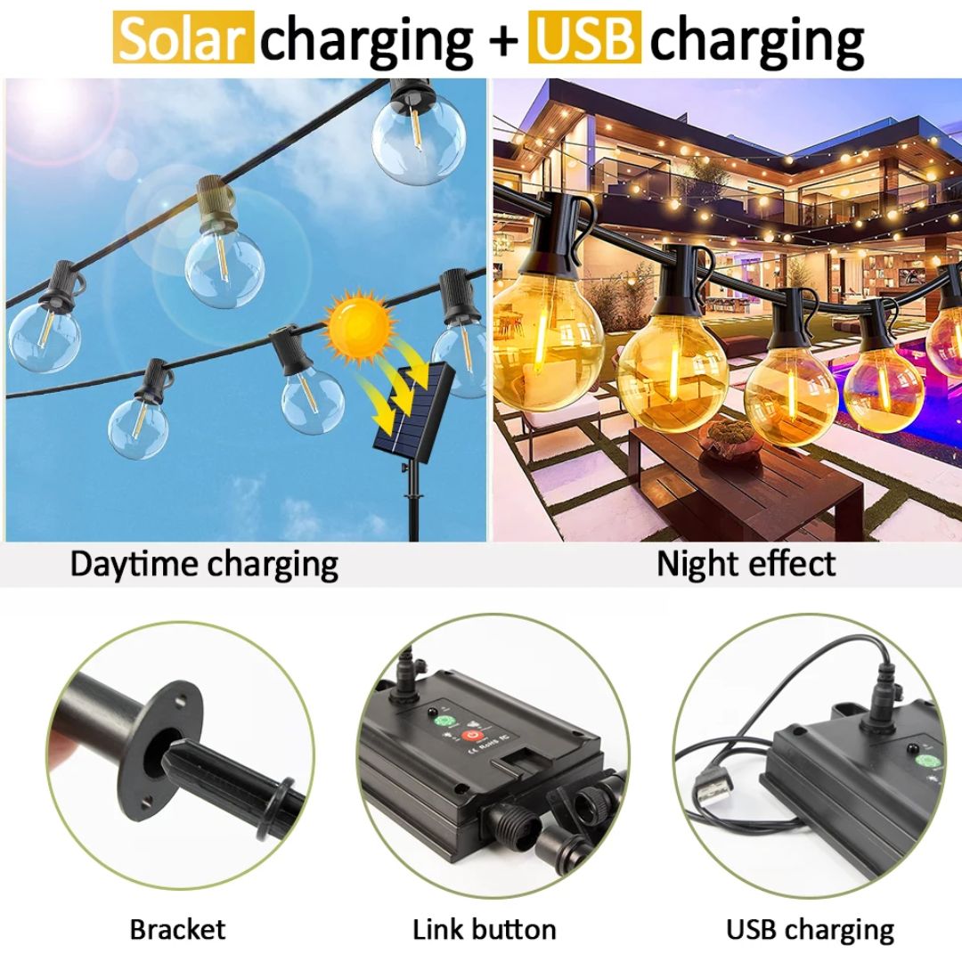 Solar Lichterkette Außen Wasserdicht für Gartenpartys und Romantische Abende 6