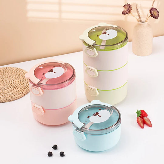 Stapelbare Lunchbox mit Tiermotiven für Damen und Herren 0