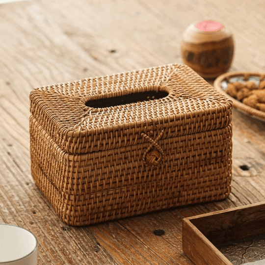 Taschentuchbox-Halter Rattan-Optik für Stilvolle Aufbewahrung 0
