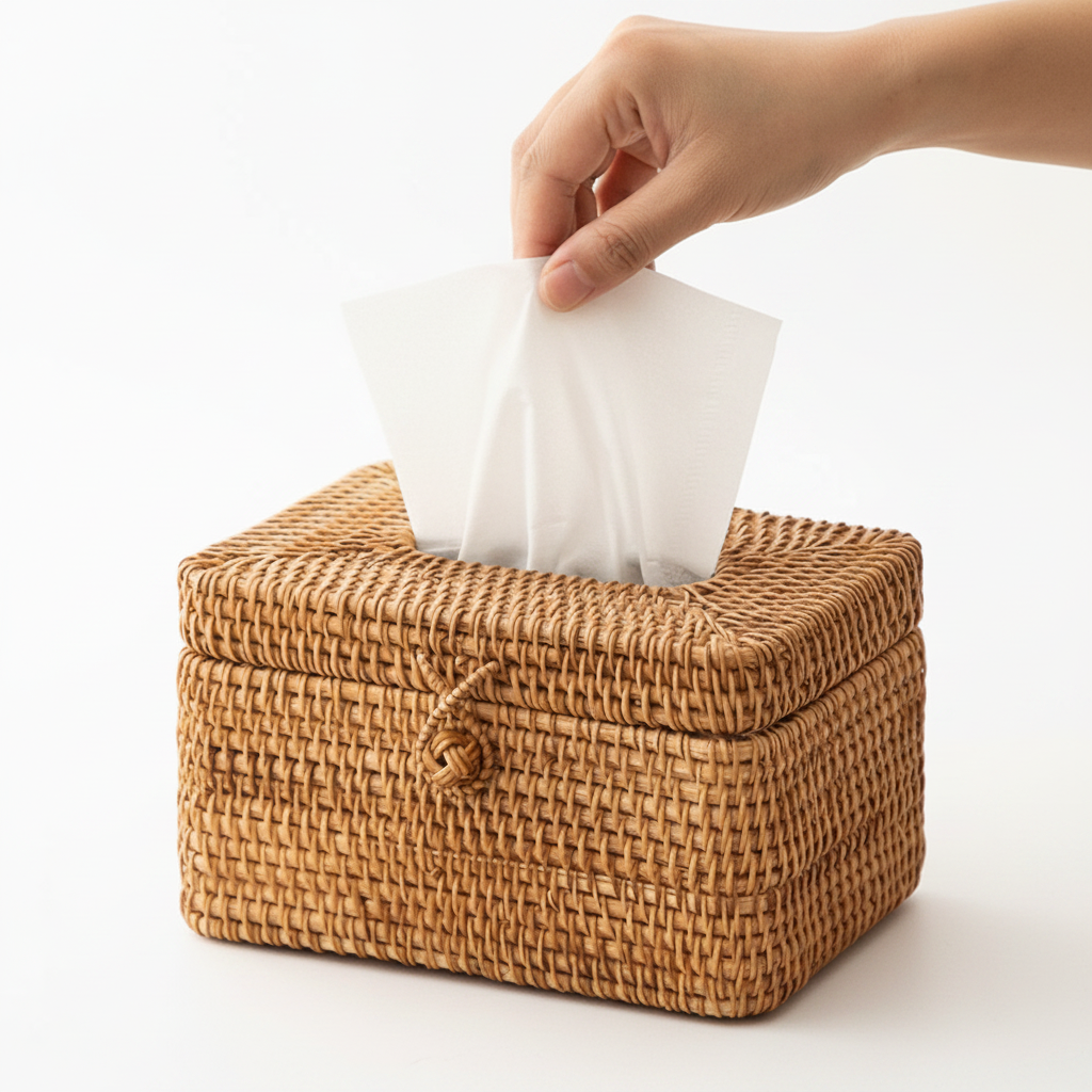 Taschentuchbox-Halter Rattan-Optik für Stilvolle Aufbewahrung 4