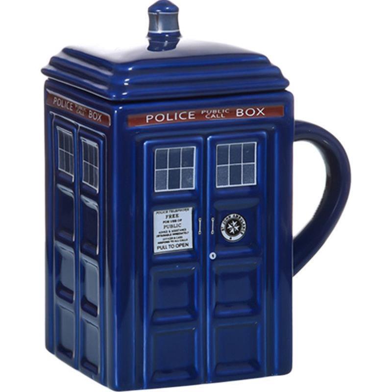 Tasse im Polizeibox-Design mit Löffel für Sci-Fi-Fans 3