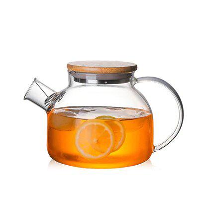 Teekanne Glas für Tee 1-1,5 L Hitzebeständig Kristallklar Modernes Design 0