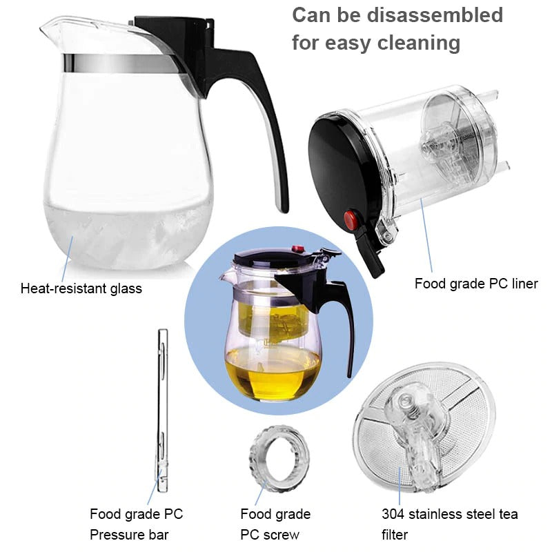 Teekanne Glas mit Sieb Hitzebeständig Modernes Design für Teeliebhaber 4