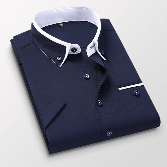 Herren Kurzarmhemd Klassischer Stil Baumwolle Polyester 1