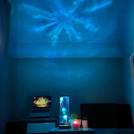 Tischlampe Quallen-Aquarium LED Farbwechselnd für Wohnzimmer und Schlafzimmer 2