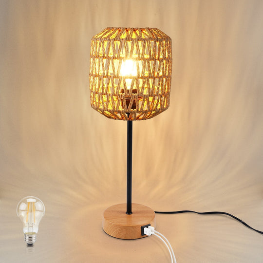 Tischlampe im Boho-Stil mit Touch-Steuerung und USB-Anschluss für Wohnzimmer und Schlafzimmer 0