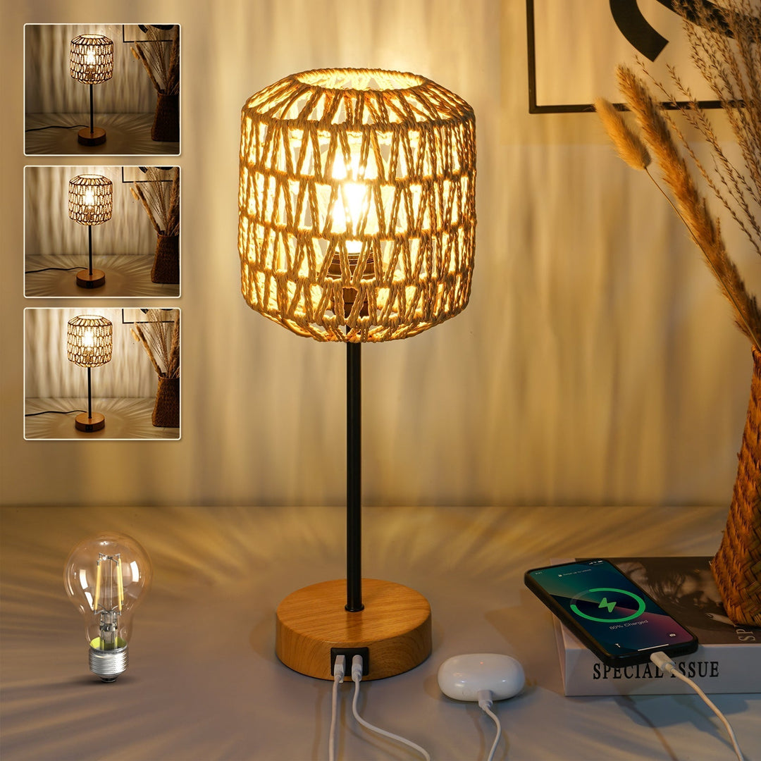 Tischlampe im Boho-Stil mit Touch-Steuerung und USB-Anschluss für Wohnzimmer und Schlafzimmer 3