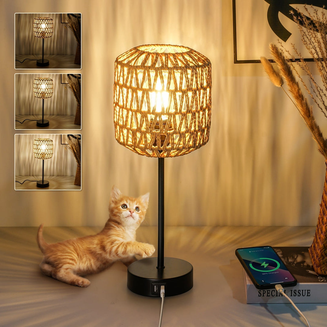 Tischlampe im Boho-Stil mit Touch-Steuerung und USB-Anschluss für Wohnzimmer und Schlafzimmer 4