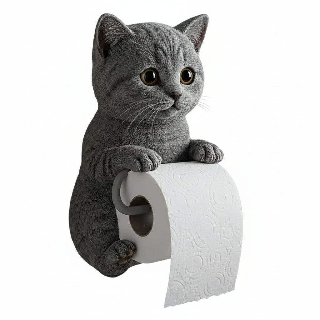 Toilettenpapierhalter Katzenkopf Wandmontiert Verspielt für Badezimmer Deko 0