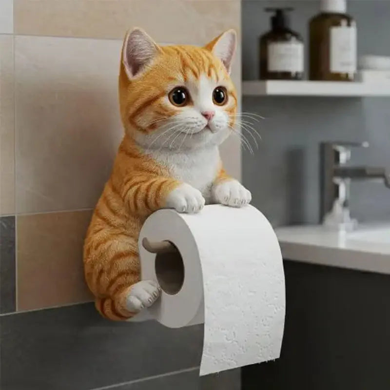 Toilettenpapierhalter Katzenkopf Wandmontiert Verspielt für Badezimmer Deko 3