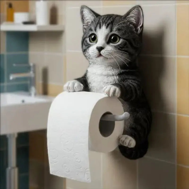 Toilettenpapierhalter Katzenkopf Wandmontiert Verspielt für Badezimmer Deko 4