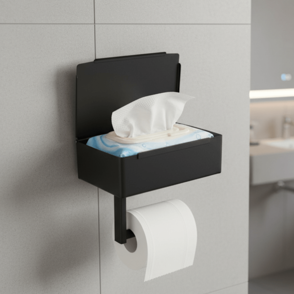 Toilettenpapierhalter mit Ablagefach für Badezimmer 0