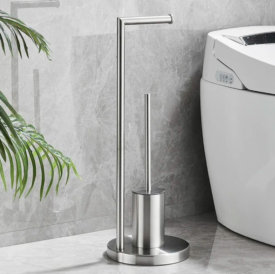 Toilettenpapierhalter mit integrierter Bürste für modernes Badezimmer 1