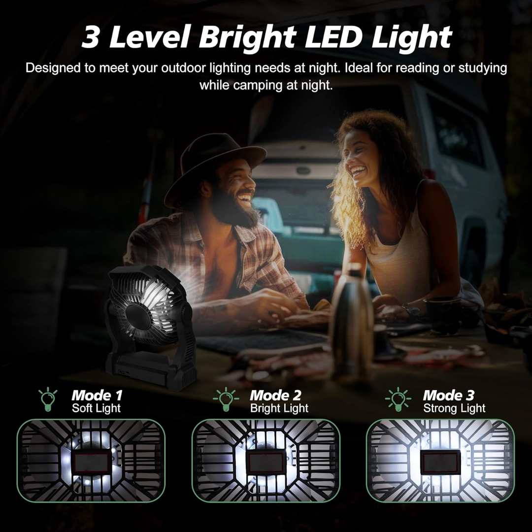 Tragbarer Campingventilator mit LED-Laterne 5