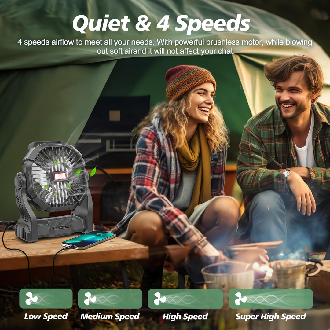 Tragbarer Campingventilator mit LED-Laterne 6