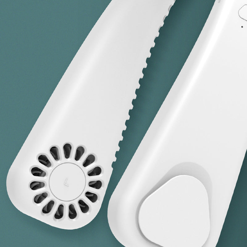 Tragbarer Nackenventilator für Damen - Sommerlicher Tragestil 8