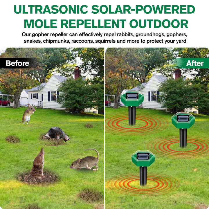 Ultraschall-Maulwurf-Abwehr für Garten - 4 Stück 1