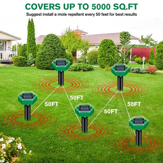 Ultraschall-Maulwurf-Abwehr für Garten - 4 Stück 2