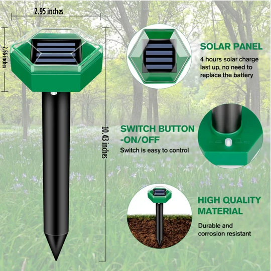 Ultraschall-Maulwurf-Abwehr für Garten - 4 Stück 5