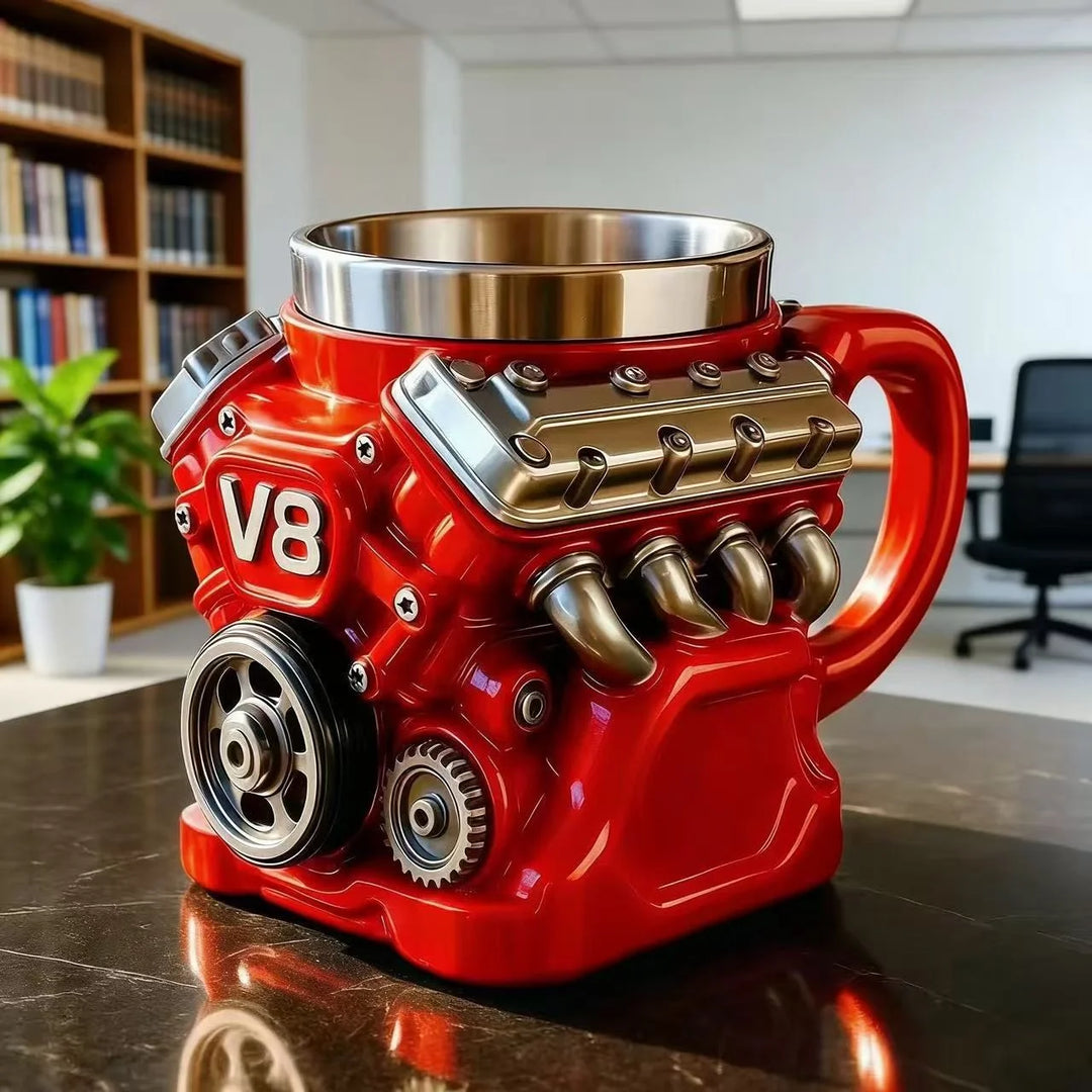 Unisex Becher mit V6-Motor Design 1