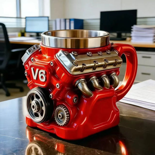 Unisex Becher mit V6-Motor Design 2