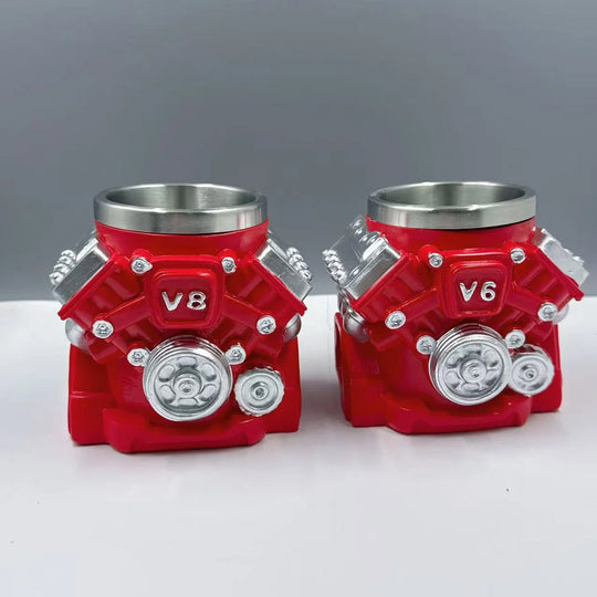 Unisex Becher mit V6-Motor Design 3