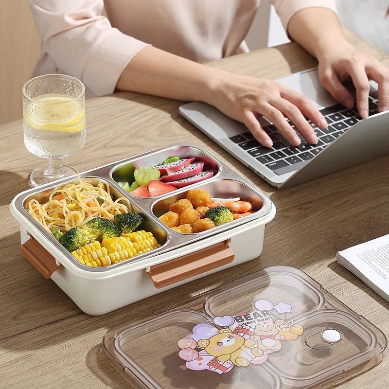 Unisex Bento-Lunchbox mit Bärenmotiv und Mehrfachfächern 4