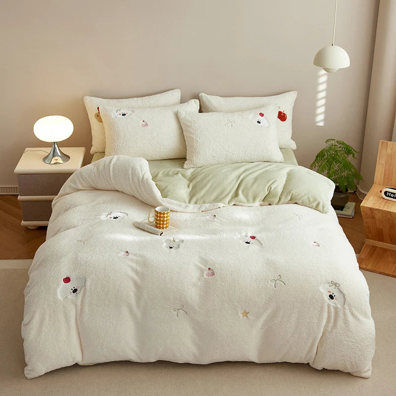 Unisex Bettwäscheset Teddyfleece mit Wendedecke und Stickerei 7