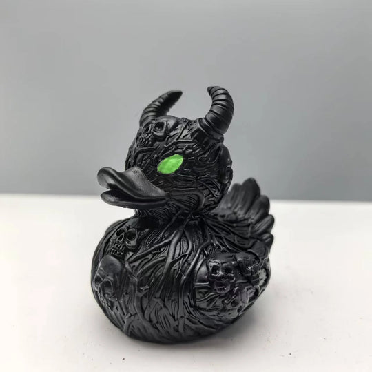 Unisex Deko-Entenfigur Halloween Motiv mit Hörnern 3
