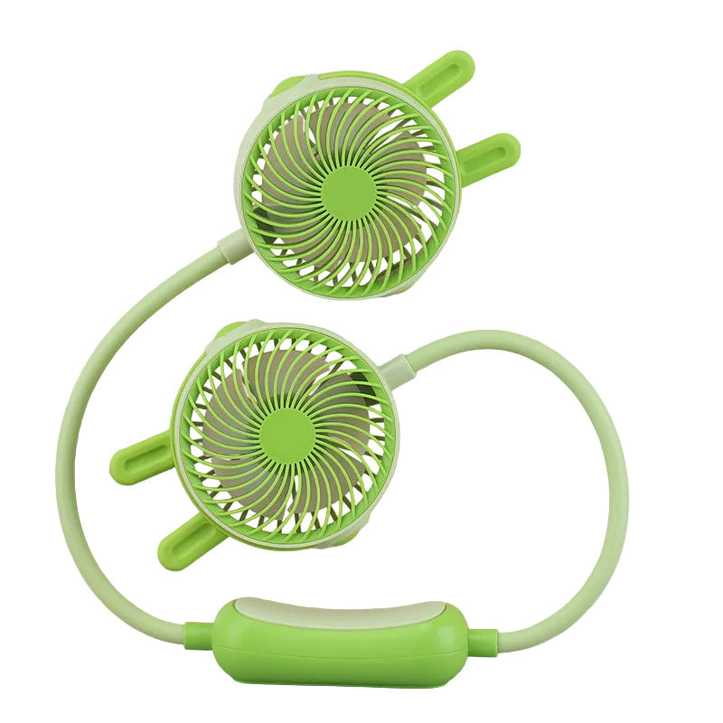 Unisex Doppelhalsventilator Tragbar mit Flexibler Schwanenhalsfunktion 0