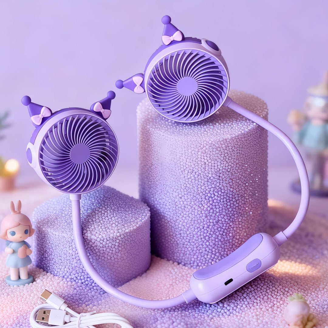 Unisex Doppelhalsventilator Tragbar mit Flexibler Schwanenhalsfunktion 1