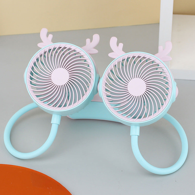 Unisex Doppelhalsventilator Tragbar mit Flexibler Schwanenhalsfunktion 11