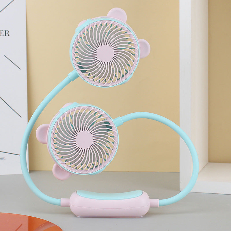 Unisex Doppelhalsventilator Tragbar mit Flexibler Schwanenhalsfunktion 12