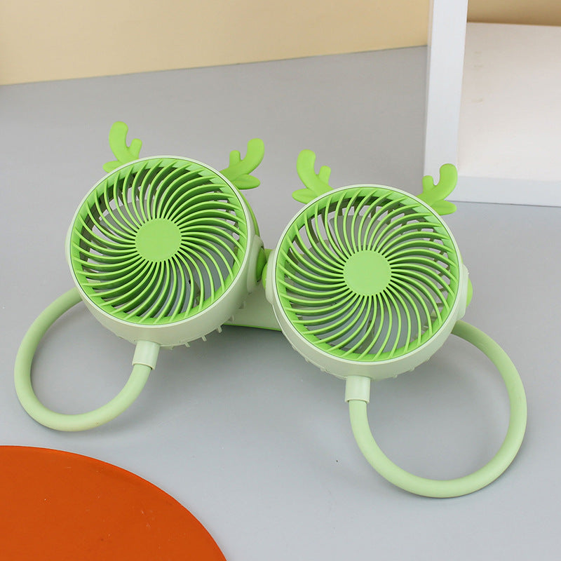 Unisex Doppelhalsventilator Tragbar mit Flexibler Schwanenhalsfunktion 18