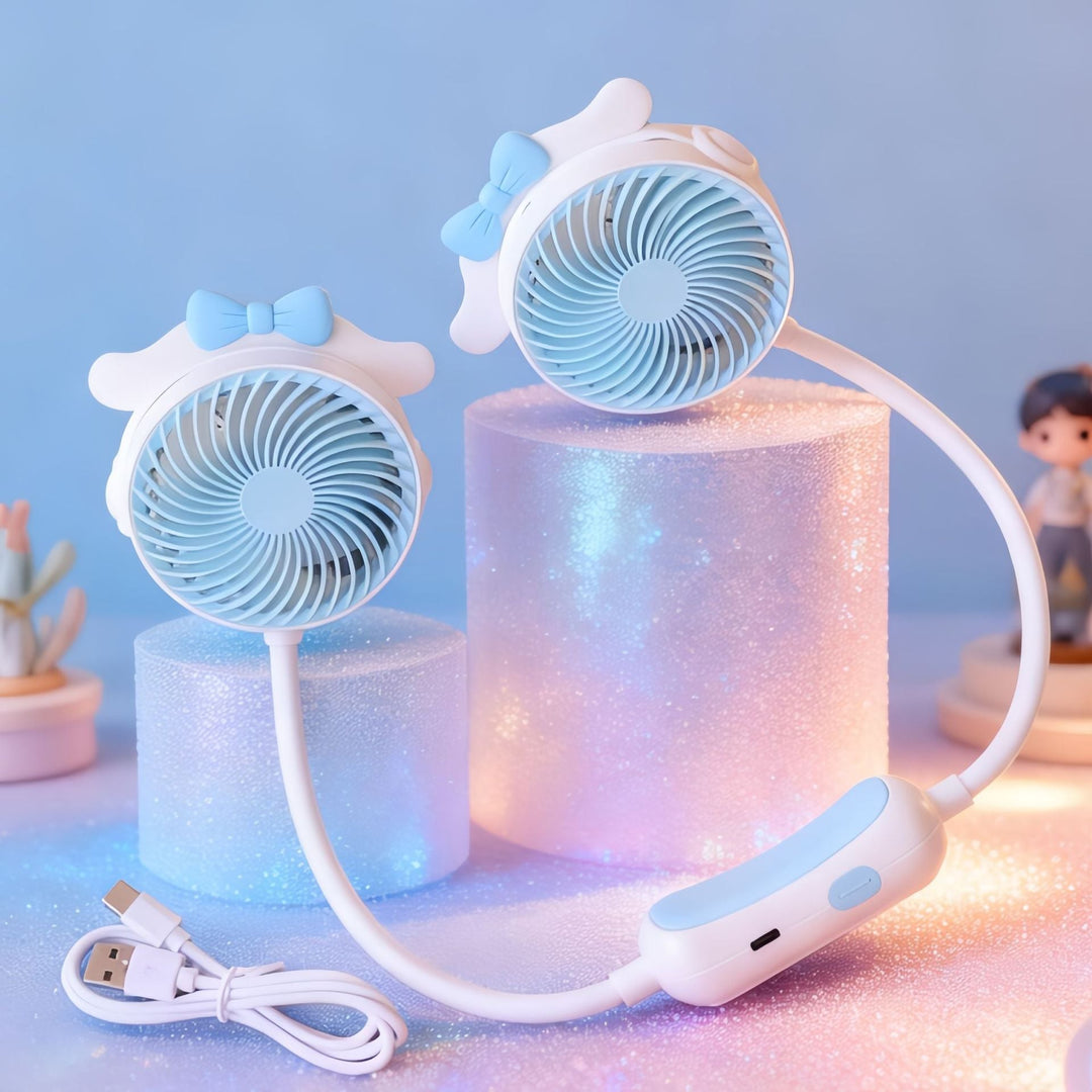 Unisex Doppelhalsventilator Tragbar mit Flexibler Schwanenhalsfunktion 3