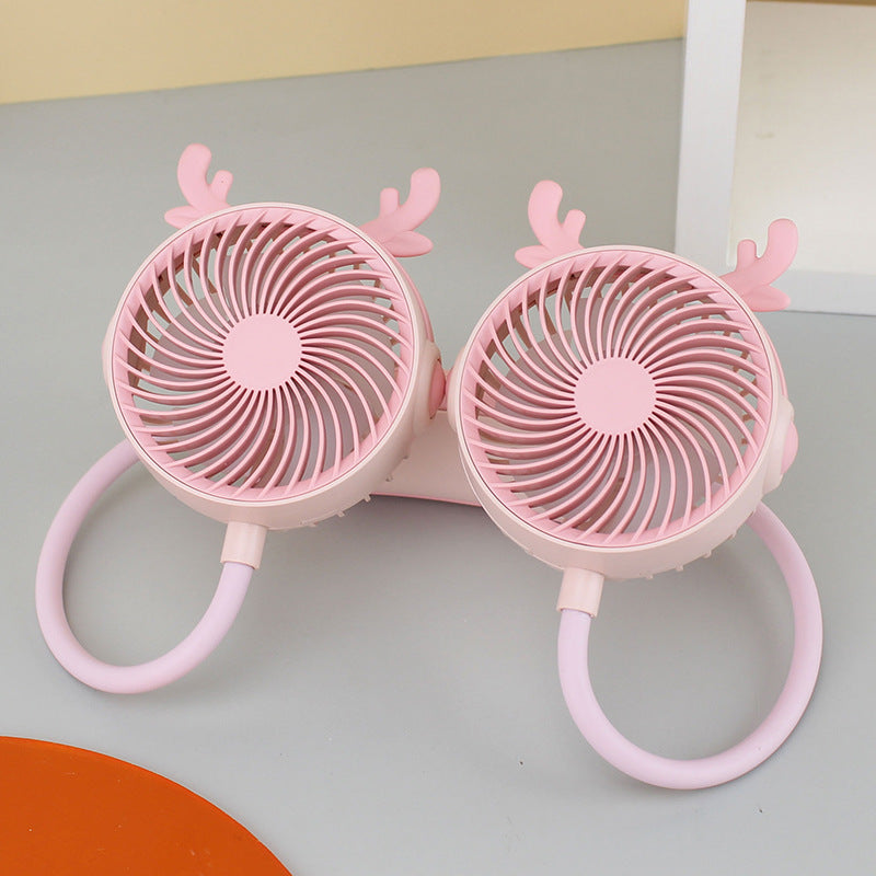 Unisex Doppelhalsventilator Tragbar mit Flexibler Schwanenhalsfunktion 7